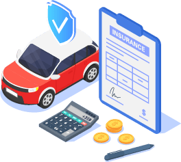 Graphic of a car, a calculator, and a signed document